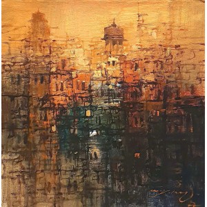 A. Q. Arif, 12 x 12 Inch, Oil on Canvas, Citysscape Painting, AC-AQ-417
